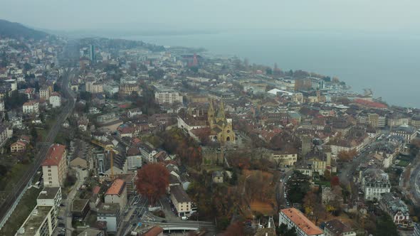 Top view of old town in Switzerland