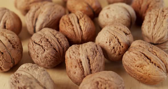 Delicious and Fresh Walnuts on a Wooden Table