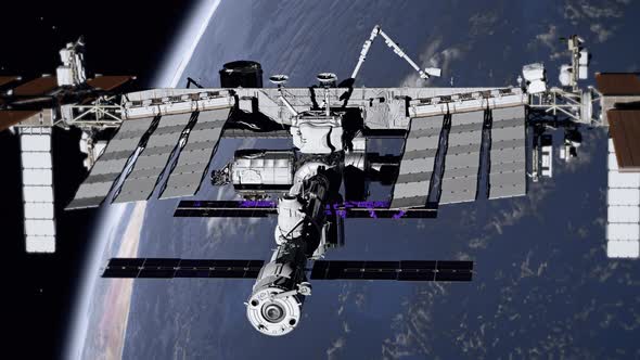 International Space Station ISS Revolving Over Earths Atmosphere alt