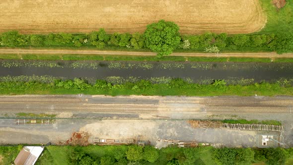 Top-down view over Irish water canal