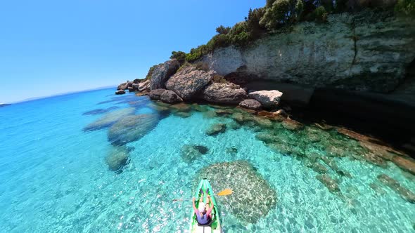 Drone View of People Kayaking in Corsica