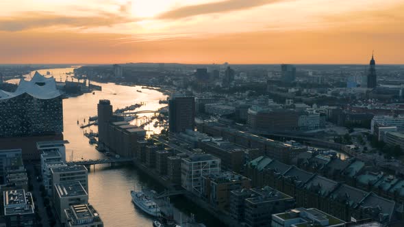 Hamburg Cityscape Before Sunset