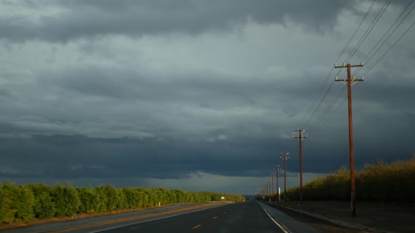 Driving Auto Road Trip in California USA View From Car