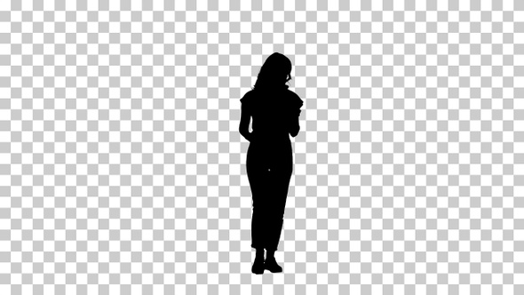 Silhouette woman walking, Alpha Channel