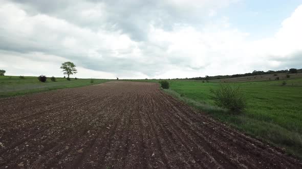 Top Aerial Farming Crops Field Vegetation Agricultural