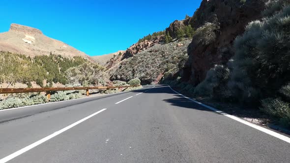 Car on winding road, Tenerife, Spain