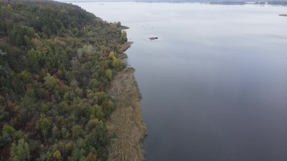 Aerial View of the Dnipro River - the Main River of Ukraine