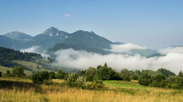 Foggy Morning in Mountains Valley