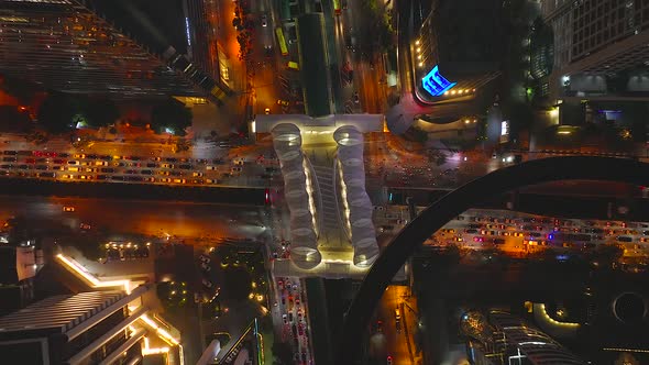 Aerial View of Skywalk Chong Nonsi Bridge in Sathorn Business District Bangkok Thailand