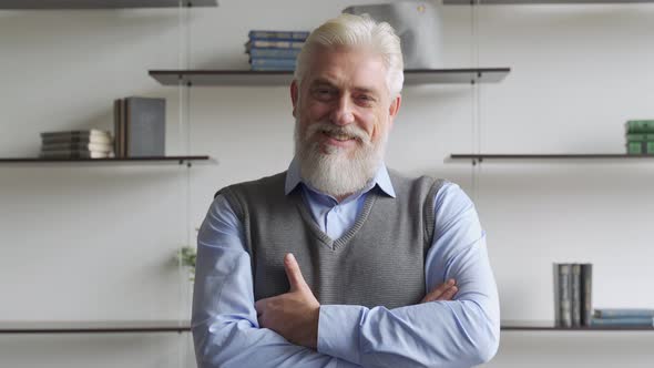 Portrait of Handsome Senior Man with Gray Beard.