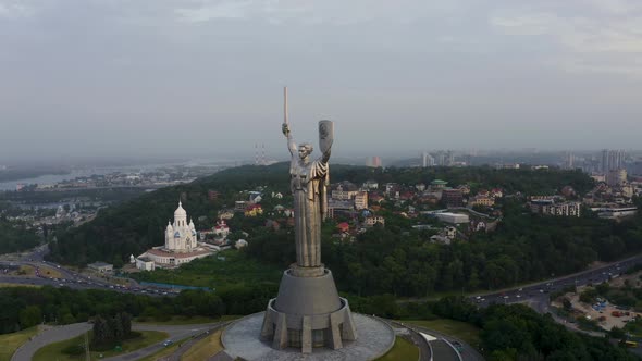 Aerial View of the Mother Motherland Monument in Kiev