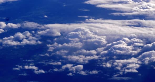 Blue Sky and Clouds from Plane, Real Time 4K