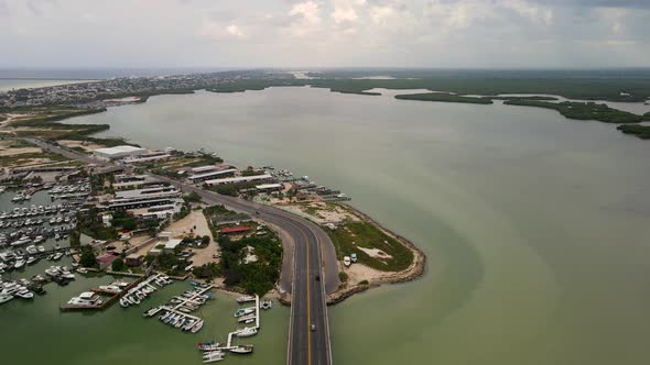 Aerial view of Yucalpeten Marina in Yucatan, Mexico