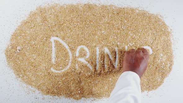 Hand Writes On Beach Sand Drinks