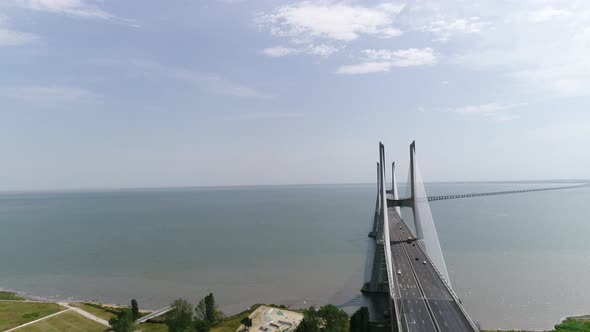 Vasco da Gama Bridge Aerial View