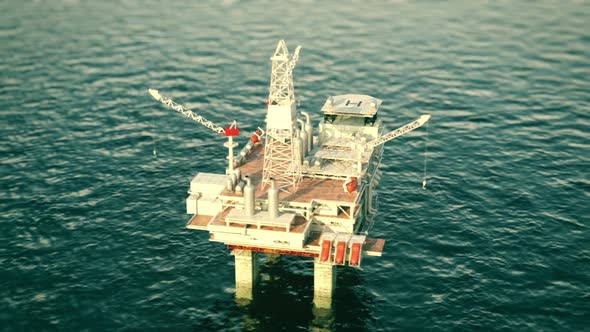A 360 degrees footage of the oil rig platform on the sea. Loopable animation. HD