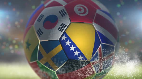 Bosnia And Herzegovina Flag on a Soccer Ball - Football in Stadium alt