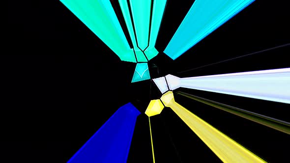 3D Abstract shining bright lines set wave, colorful, black background