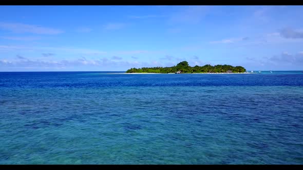 Aerial top down nature of tropical sea view beach vacation by transparent lagoon and white sandy bac