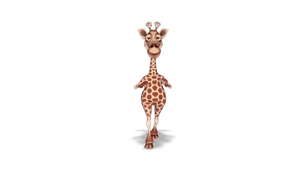 Cartoon 3D Giraffe Dance  Looped on White