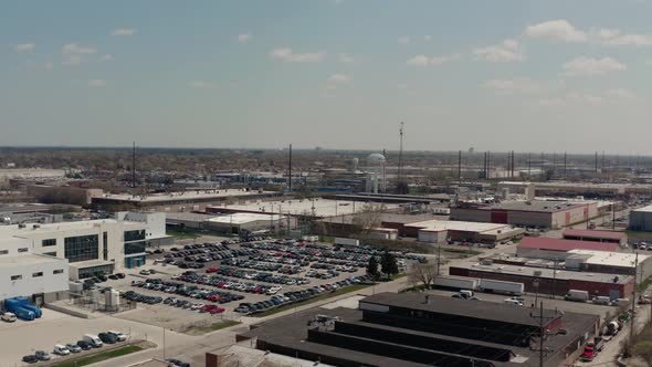 Aerial Drone View of Suburban Shopping Center and General Store Near Big Road Real Estate in