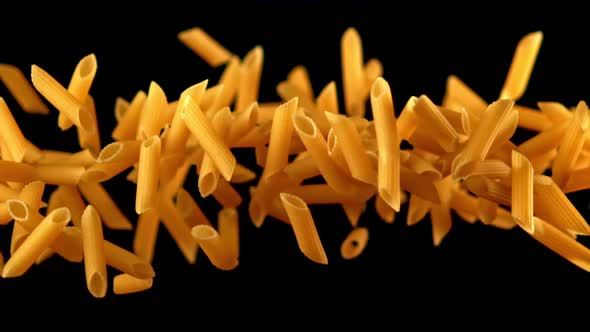 Super Slow Motion Dry Penne Paste