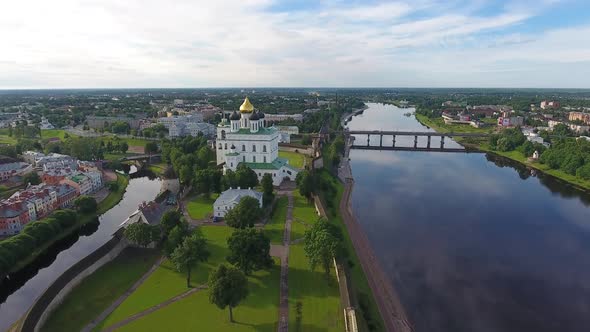 Aerial View of Pskov Kremlin in Russia