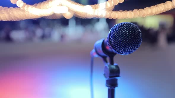 Microphone on Stage with Background Out of Focus