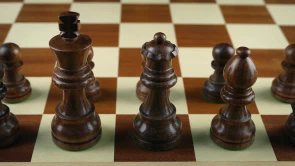 Dark Chess Pieces Sideways Moving Shot