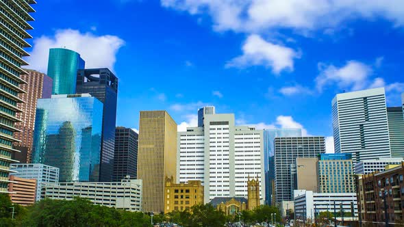 Houston Texas Skyline Clouds Time Lapse