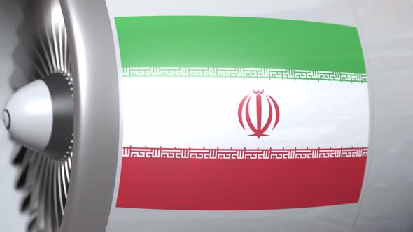 Airplane Engine with Flag of Iran