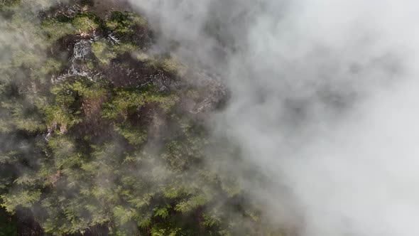 Cloudy landscape high in the mountains aerial view 4 K