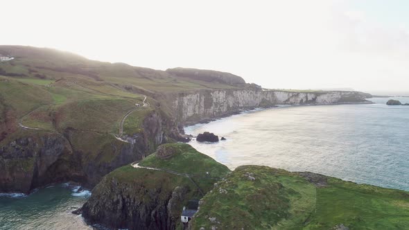 Carrick-a-Rede Rope Bridge, part of the Causeway Coastal Route on the north coast of Northern Irelan