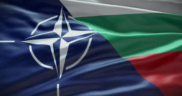 Bulgaria and NATO waving flag animation loop