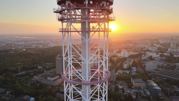 TV Tower in the Morning at Dawn in Kyiv, Ukraine