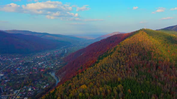 Aerial Drone Video Flying Over Carpathians Mountains, Ukraine, Europe