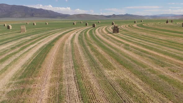 Aerial Footage of a Hay Field.