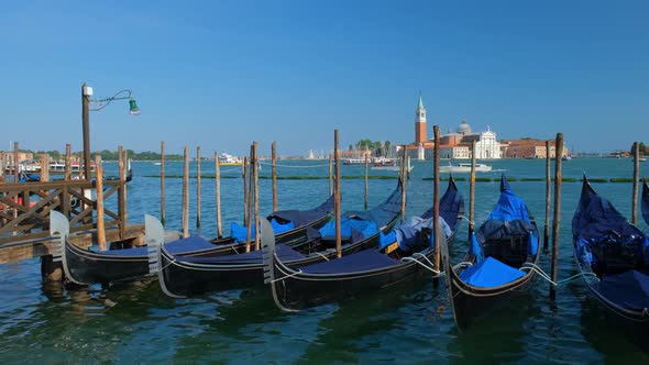 Gondolas in Lagoon of Venice, Italy