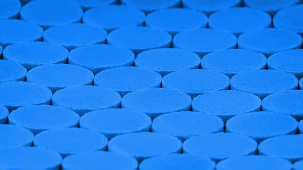 Tray Of Blue Medical Tablets