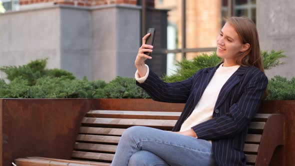 Portrait of Business Woman Taking Selfie on Phone