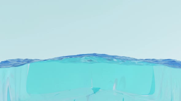 Looped animation. Water Surface Waving. Modern colorful wallpaper. Clear Blue Water. 3d render