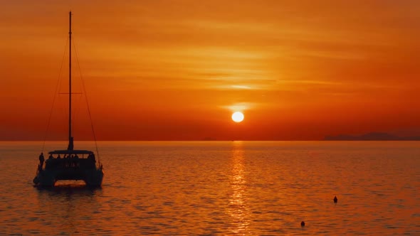 Establishing Inspirational Sunset Shot in the Mediterranean Sea