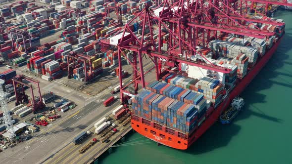 Top view of Hong Kong container port