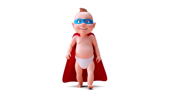 Fun 3D cartoon of a super baby