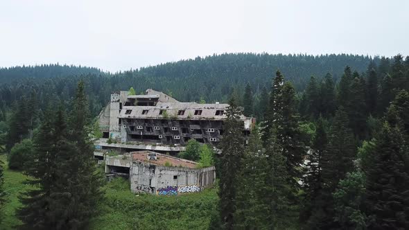 Aerial View Of Ruins Of Luxurious Hotel On Olympic Sports Park Sarajevo V1