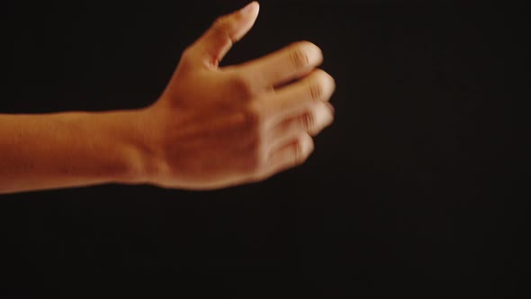 Rockpaperscissors Game African American Man Playing with Hand Gestures Showing Signs on Black