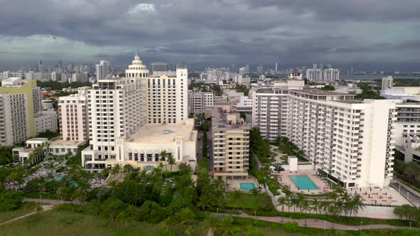 Aerial Reveal Hotels Miami Beach Fl
