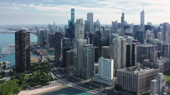 Aerial Shot of Roof Tops of the Prestige Residential Apartments at Chicago Bay