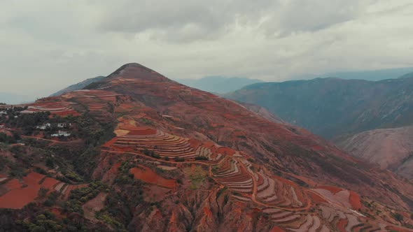 View of Chinese mountain farms