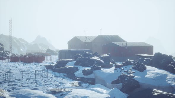 Science Station in Antarctica at Summer